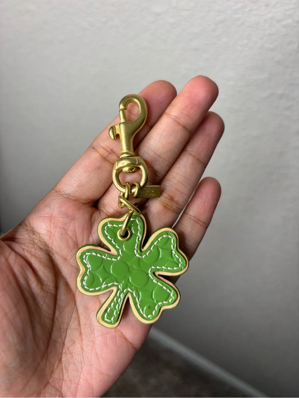 Coach Four Leaf Clover bag charm green patent leather shamrock - charm only